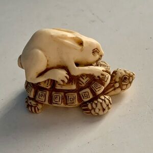 Tortoise & Hare Resin Figurine Trinket Rabbit Turtle Stuck On You